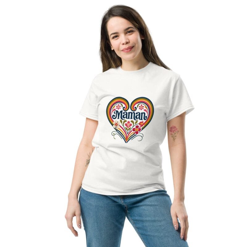 Cadeau Mère coeur floral t shirt