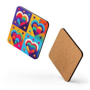 Sous-verres en liège Coeurs Colorés