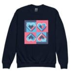 youth-crew-neck-sweatshirt-navy-front-679daf2379c55.jpg idée cadeau : offrez un sweatshirt à motif coeur rose et bleu